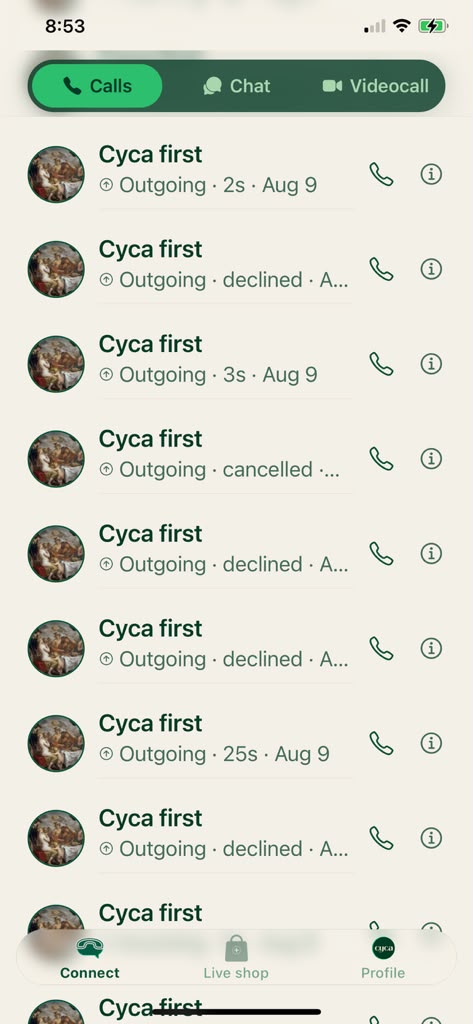Cyca call history