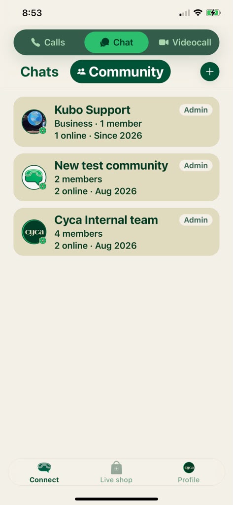 Shop communities in Cyca