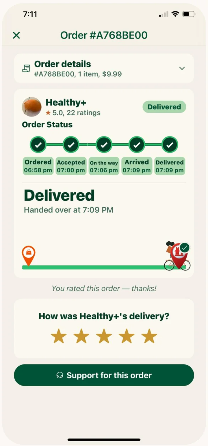 An order in Cyca with its own private thread to the seller